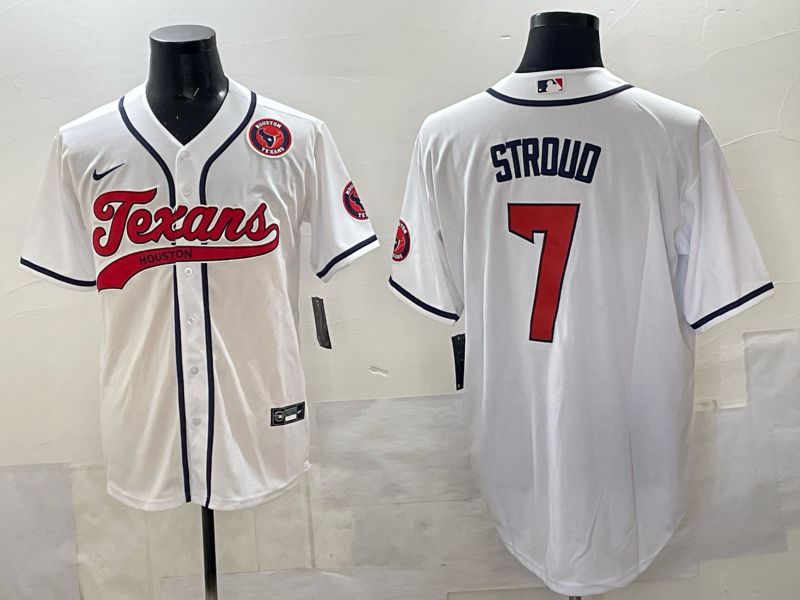 Men 2025 Houston Texans #7 Stroud White Joint Name Nike Limited NFL Jersey style 02